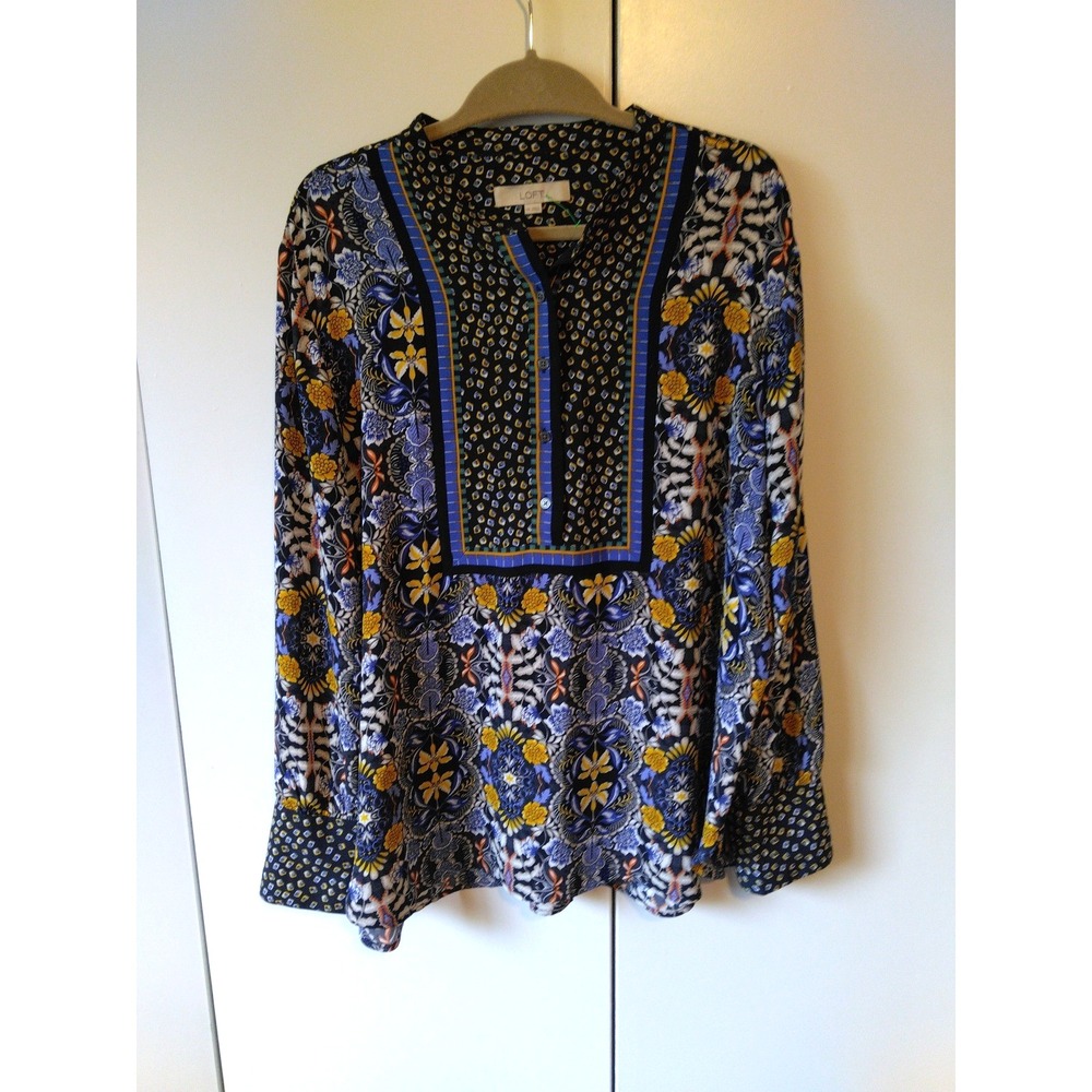 Loft Womens Floral Tunic Top Size XXL Boho Relaxed Office Teacher